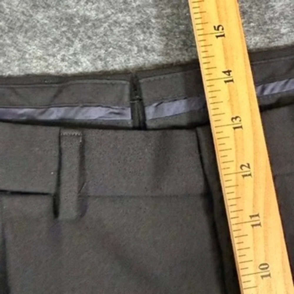 Proper Cloth Black 100% Merino Wool Pleated Dress Pants Flannel Trouser 36x31